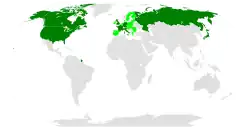 Map of G8 member nations and the European Union