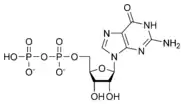 Chemical structure of guanosine diphosphate