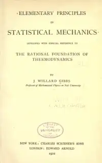 Title page of Gibbs's Statistical Mechanics