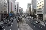 Hiroshima trams in Kamiyacho–Hatchobori area