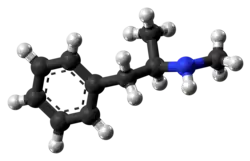 Ball-and-stick model of the methamphetamine molecule