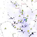 顯示M21位置的星圖。