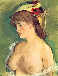 愛德華·馬奈–乳房裸露的金髮女性(c.1878)