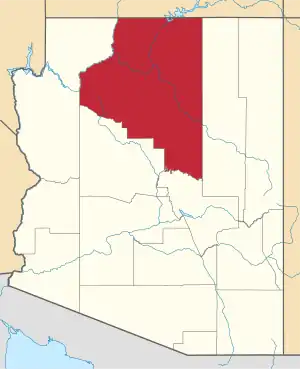 Map of Arizona highlighting Coconino County