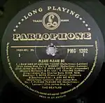 披頭四的Please Please Me (side 1) - 1963. Parlophone黑底金字标志