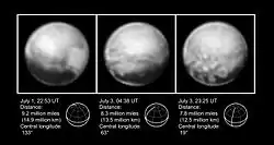 新視野號拍攝的一組冥王星黑白照片（2015年7月）