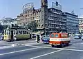 1963年哥本哈根市政府廣場前的哥本哈根輕軌電車。