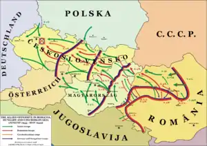 在特蘭西瓦尼亚西北、匈牙利及捷克的戰役示意圖（1944年－1945年）