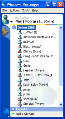 Windows XP中Windows Messenger的屏幕截图